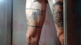 Quick shower and playing with my cock.