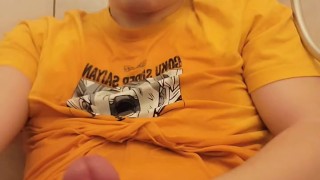 18 years old boy pisses in own mouth and cum + moan