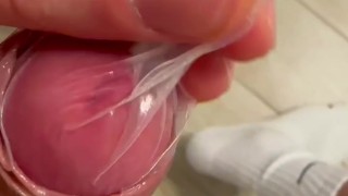 Polish straight scally Master he jerks off to a condom and smelly socks scally chav lad slave stinky