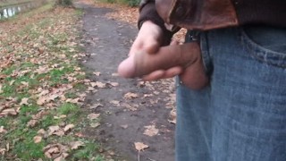 wanking and cuming by the river
