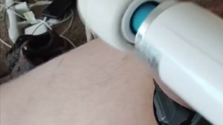 E-stim cock tease and cumshot!
