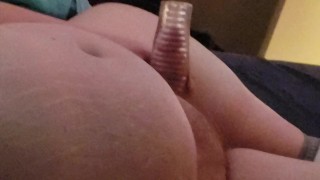 Stroking my cock with a loud toy