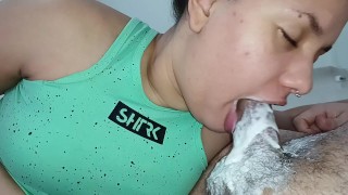 bizarre creampie with lots of sperm, the best blowjob has to have the best cream together🍆🥛🥛😵🤤⚽
