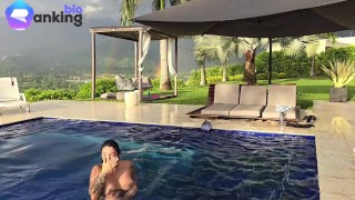 Colombian Pornstar Salome Gil interview me and we end up fucking under the rain & rainbow