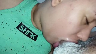 blowjob licking drooling saliva with creampie he filled my mouth with cum🍆💦🤤😋😵🥛💦🤤🥛😵😋🥛🥛