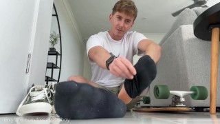Dom Aussie skater verbal sweaty black sock and foot worship