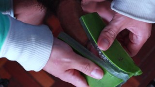 usingt aloe as lube to jerk off and tease my uncut dick