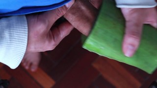 usingt aloe as lube to jerk off and tease my uncut dick