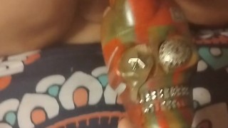 Pussy puffing bong dong smoke poke hollow dildo filled hole