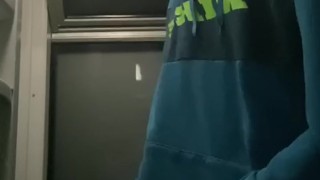 I'm jerking off in the train toilet, they almost caught me, a tot of cum