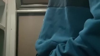 I'm jerking off in the train toilet, they almost caught me, a tot of cum