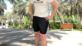 Huge cock cyclist risky cumshot in public park