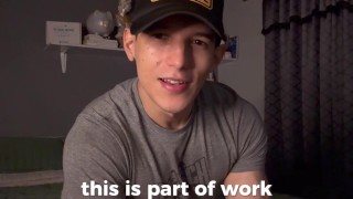 JOI I teach my student Spanish but he doesn't stop looking at my muscles with subtitles