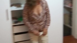 Stepmom comes home from work excited and starts touching herself, asking me to fuck her