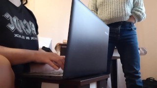 I masturbate near the secretary while she is typing a report for me