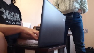 I masturbate near the secretary while she is typing a report for me