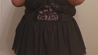Latina BBW poses with new lingerie