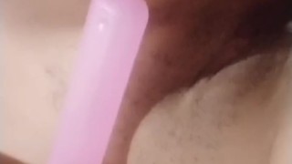 Girl masturbates with sex toy; can't take it anymore