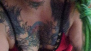 Sucking his thick bwc before he eats and fingers me - thick tattooed pawg bbw