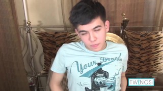 Skinny Brunette Xander H Fills His Butt With A Big Dildo!