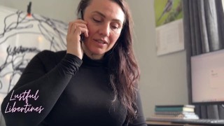 Creampie Stepmom while she takes a work call