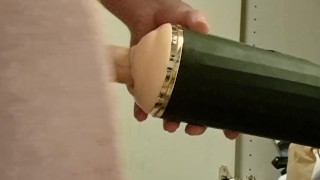 A sex machine fucks my tight hole and I cum hard