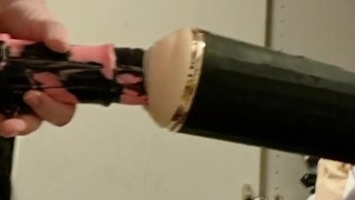 A sex machine fucks my tight hole and I cum hard