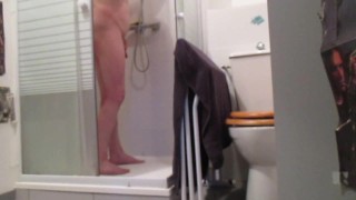 My body under the shower (7) with one testicle
