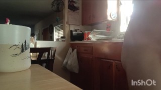 horny, play with myself making coffee and end up cumming in my coffee