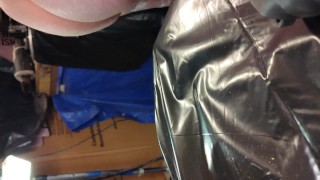 Wrapped up and cumming on a mirror