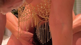 🎬 TRAILER: My Golden Chain Bra Broke Slapping His Sexy Butt During Deep Christmas Creampie Sex🎄👑