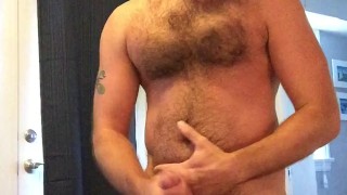 Verbal Hairy Daddy Jerks and Moans and Cums into a Used Jockstrap