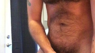 Verbal Hairy Daddy Jerks and Moans and Cums into a Used Jockstrap