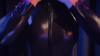 This blowjob slut wants to showoff her new catsuit, teasing with her big boobs