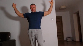 HAIRY BULL UNDRESSING AND FLEXING MUSCLES