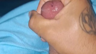 Hot Latino Guy Almost Caught Stroking Wet Leaking Cock