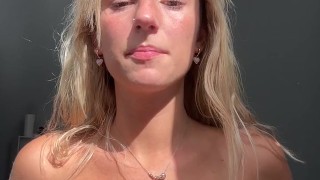 High School Girl gets Oiled Up Before Her College BF Comes Over!