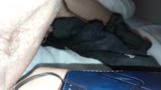 Humping my bed with nice view of my hairy chest and pubes