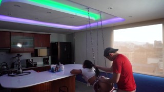 Behind the scenes, schoolgirl model gets horny and ends up fucking with the photographer