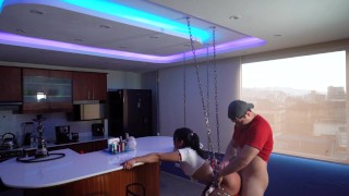 Behind the scenes, schoolgirl model gets horny and ends up fucking with the photographer