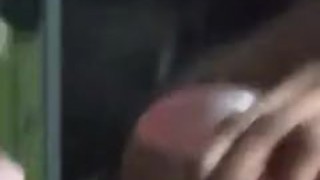 Black girl playing with pink dildo