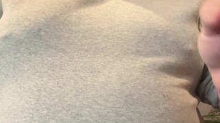 Custom video request - Chubby daddy bear dared to put a toothpick deep inside belly button