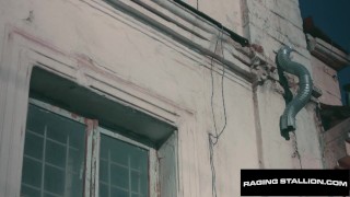 Jock Latino Smashes Beefy Starnger In Abandoned Factory