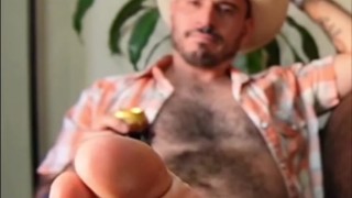 Mexican cowboy showing his feet [VID004]