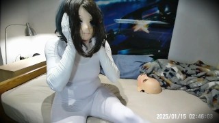 Miki White Pt1! Your rubber kigurumi girlfriend Miki in her white bodysuit and leather gloves!