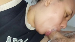 extreme hot and smeared blowjob, bitch fucks and swallows everything until she eats a lot of cum