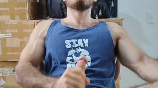 hairy hunk drops a huge cum load over his body