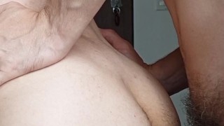 Straight guy fucks with a hairy big dick and cries with happiness cream