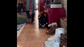 When my slave tries to eat I walk and step on him