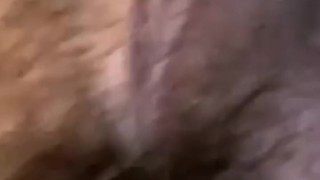 Stepsister's hairy pussy playing with cucumber By video call